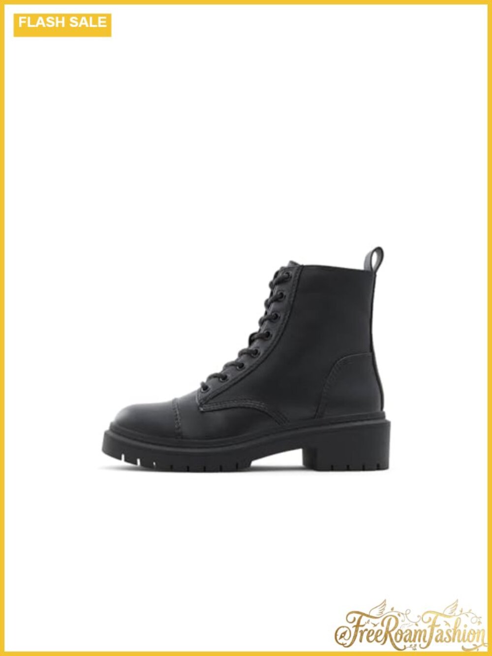 Faux Leather Water Resistant Ankle Combat Bootie Round Toe Flat Heel